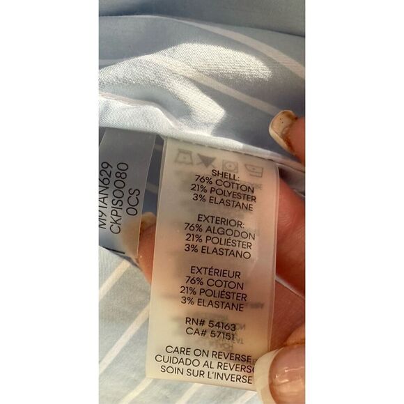 Calvin Klein Women’s Stripe Ruffle Sleeve Top Sz. L Lightweight Packable - Picture 10 of 10